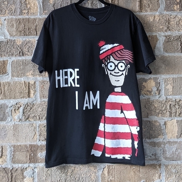 Where's Waldo Here I Am Black Short Sleeve T-Shirt Size Large 100% Cotton - Picture 6 of 6